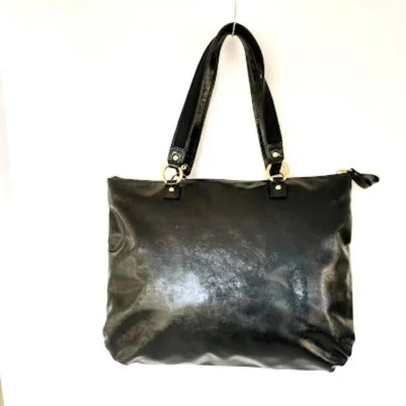 Coach Poppy Black Liquid Glam Patent Leather Tote - Picture 4 of 16